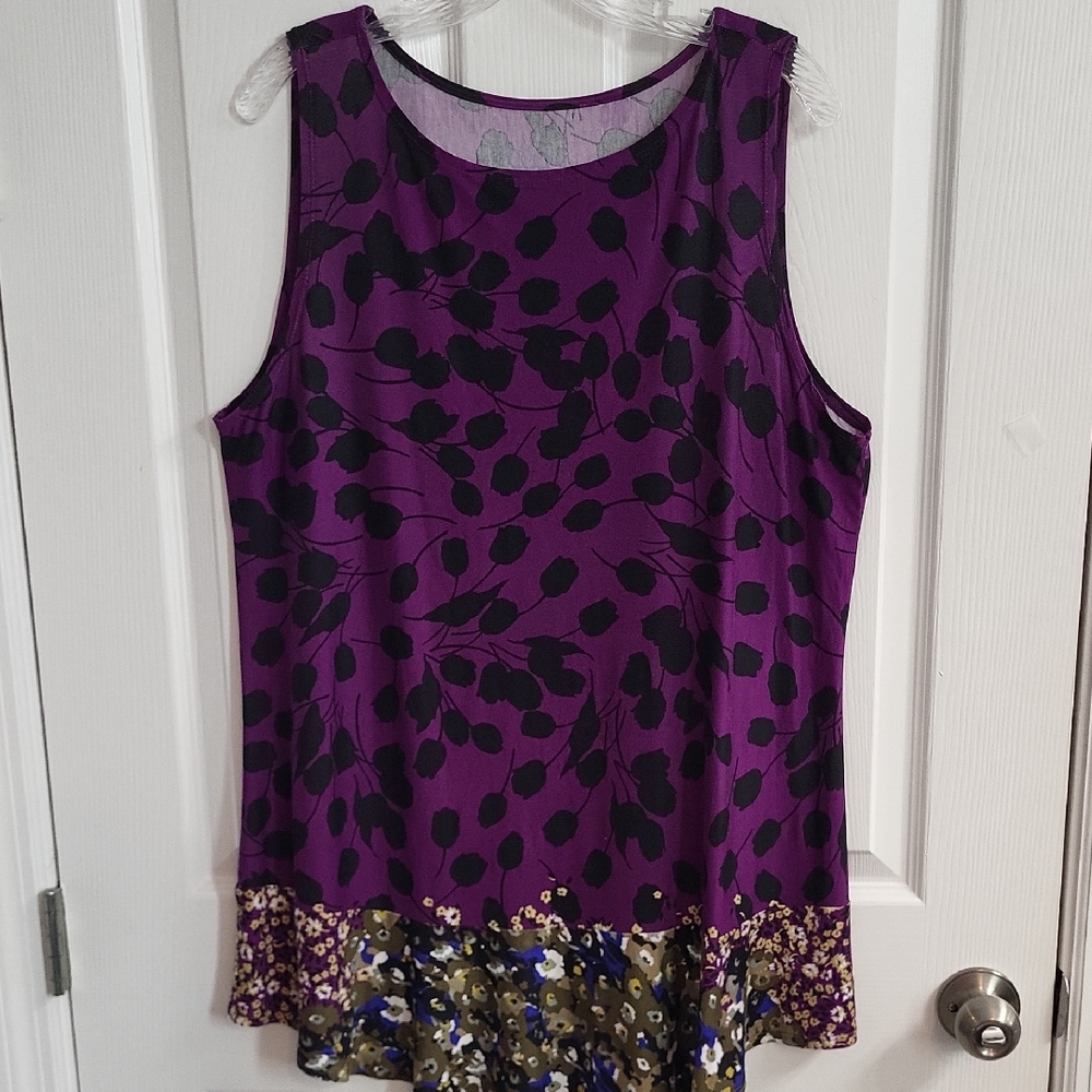 Purple and Black LOGO Layers Sleeveless Top